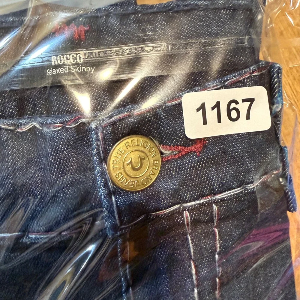 True Religion Rocco Y2K Streetwear Relaxed Skinny‎ Designer Denim Jeans Men 38